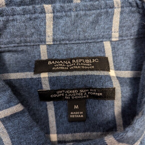 Men's Banana Republic Blue Plaid Button-Up - Picture 4 of 7